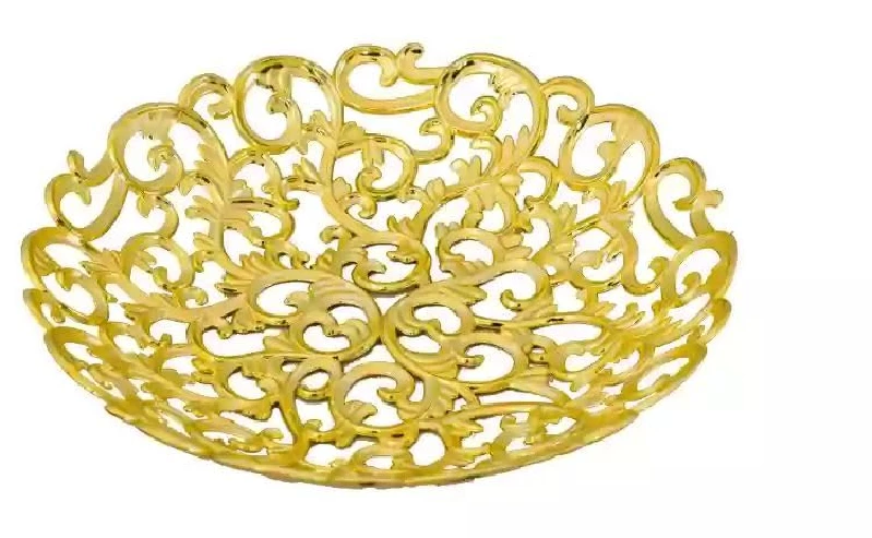 ProKart Premium Golden Plastic Basket with Floral Design