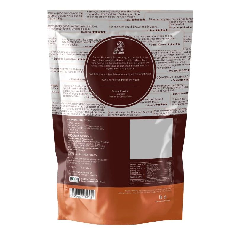 Phalada Pure & Sure Organic Peri Peri Chakli - Image 2
