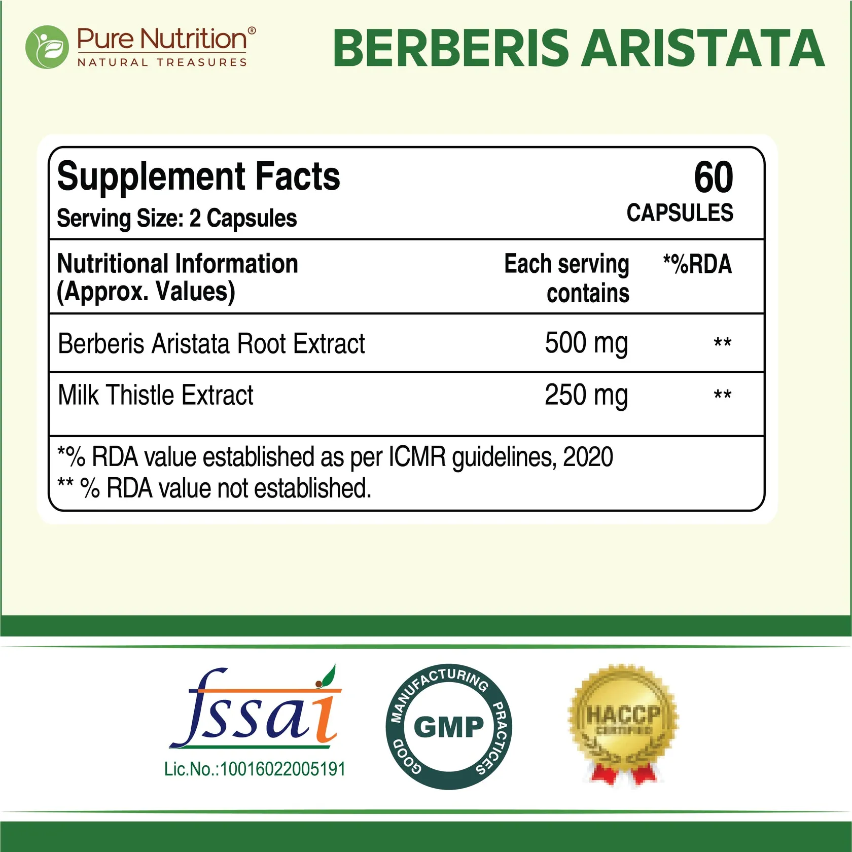 Pure Nutrition Berberis Aristata With Berberine 95% + Milk Thistle - Image 5