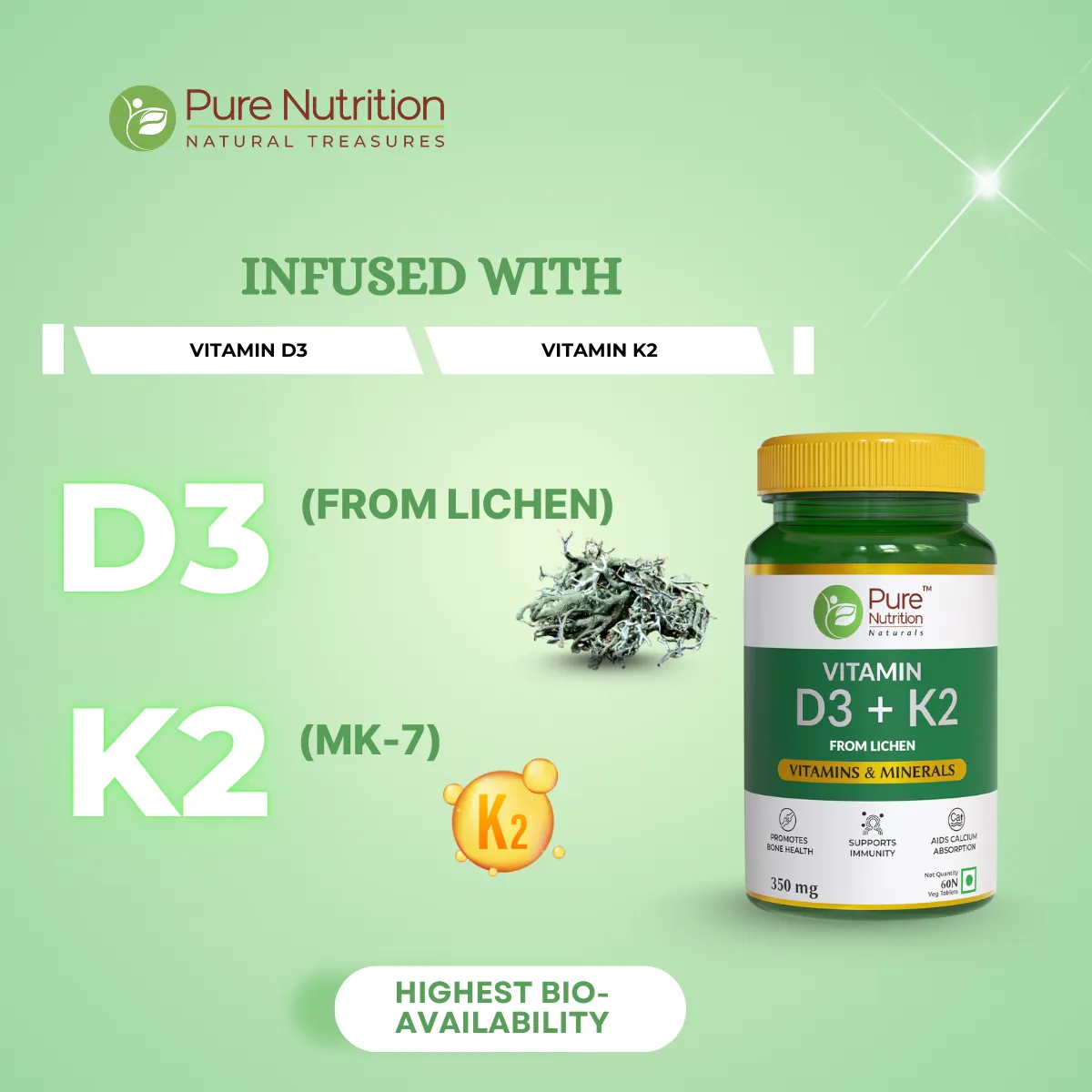 Pure Nutrition Vitamin D3 + K2 From Lichen - Image 9