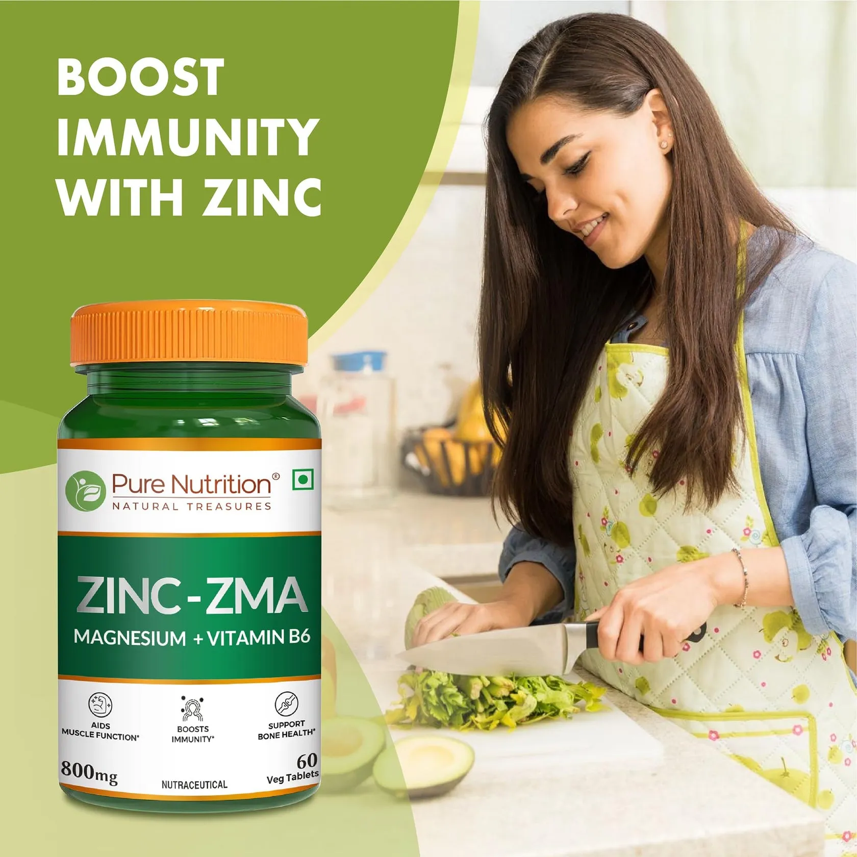 Pure Nutrition Zma Tablets With Zinc, Magnesium & Vitamin B6 - Image 3