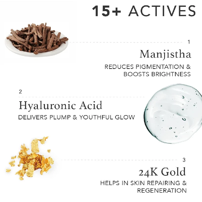 RAS Luxury Oils Radiance 24K Gold Brightening 8 in 1 Face Gel Serum - Image 4