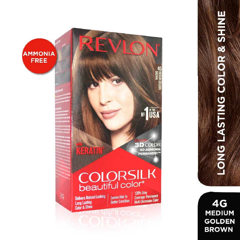Revlon Color Silk Hair Color 3D Color Gel Technology with Keratin (Medium Golden Brown) - Image 2