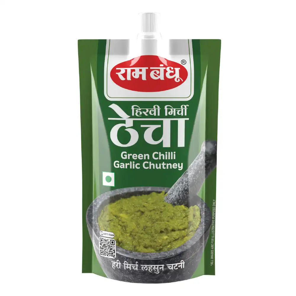 Ram Bandhu Green Chilli Garlic Chutney Thecha Ram Bandhu Green Chilli Garlic Chutney Thecha-Pack Size-100 g