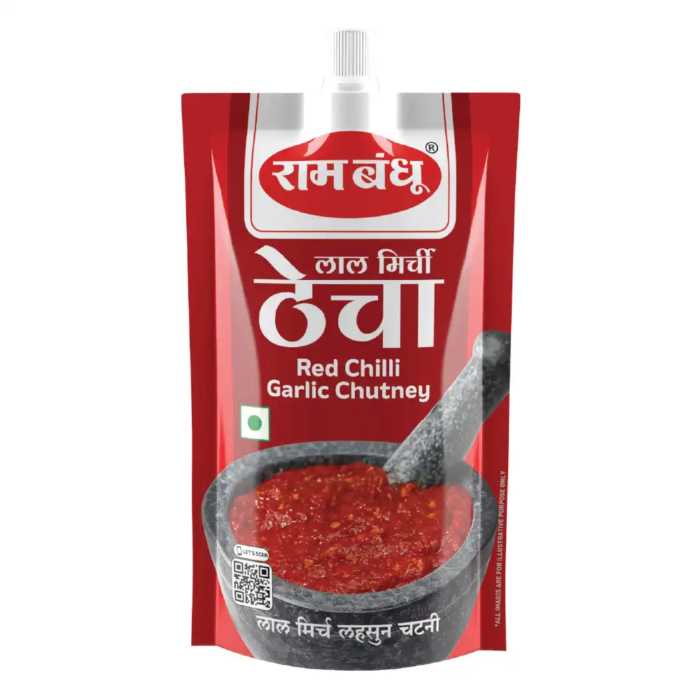 Ram Bandhu Red Chilli Garlic Chutney Thecha Ram Bandhu Red Chilli Garlic Chutney Thecha-Pack Size-100 g