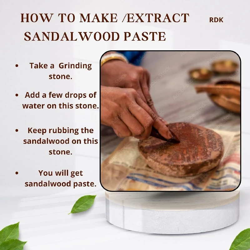 Rdk Natural Malayagiri Sandalwood Pata Board with Red and White Sandalwood Stick - Image 4
