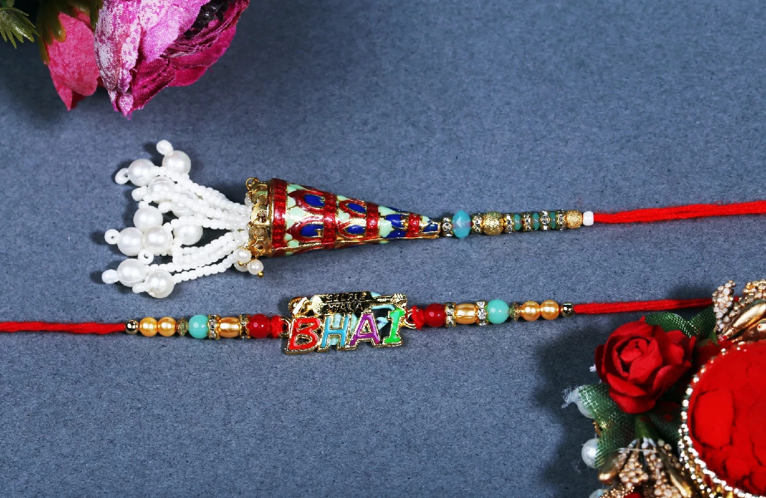 Red Bhaiya Bhabhi Rakhi - Image 1