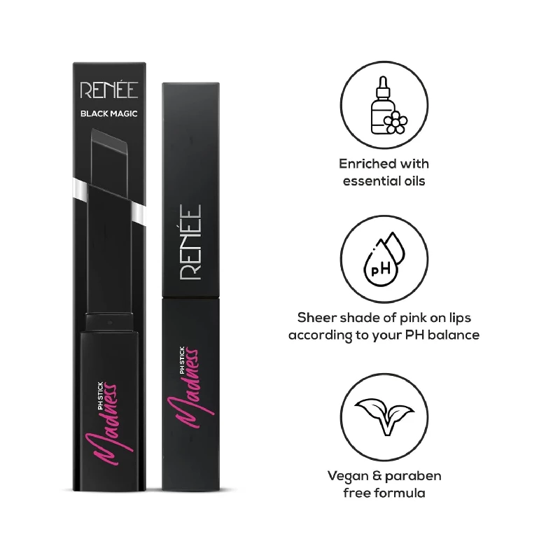 Renee Madness Ph Lipstick-Black Lipstick With Glossy Pink Payoff - Image 2