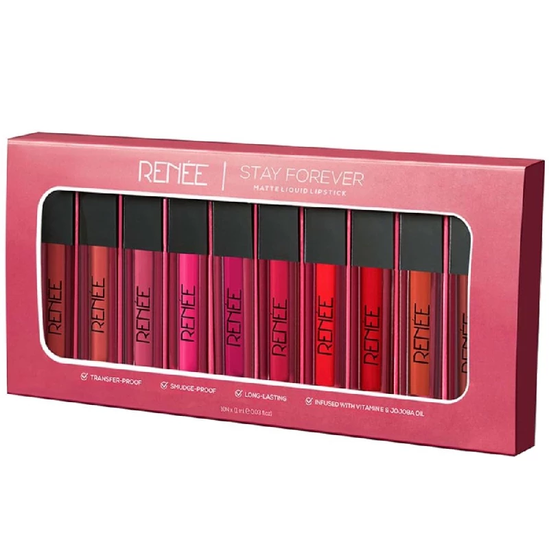 Renee Stay Forever Matte Liquid Lipstick Combo Renee Stay Forever Matte Liquid Lipstick Combo-Pack Size-Pack of 10