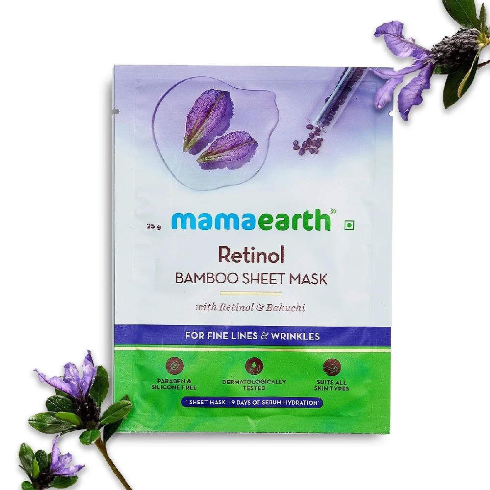 Retinol Bamboo Sheet Mask With Retinol And Bakuchi For Fine Lines And Wrinkles