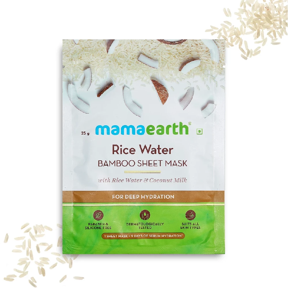 Rice Water Bamboo Sheet Mask With Rice Water And Coconut Milk For Deep Hydration
