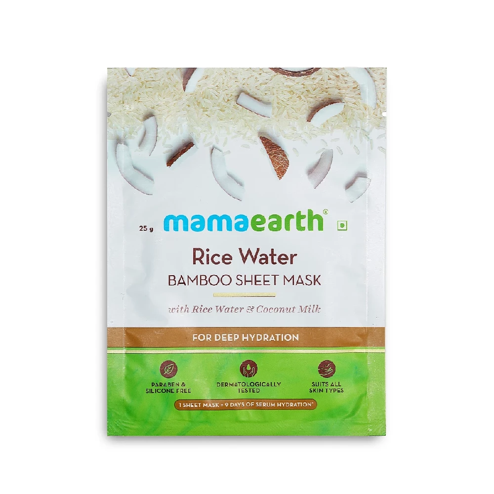 Rice Water Bamboo Sheet Mask with Rice Water and Coconut Milk for Deep Hydration - Image 3