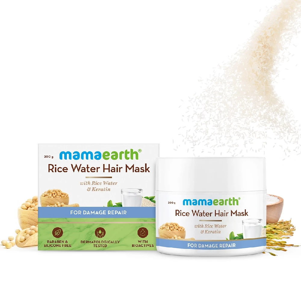 Rice Water Hair Mask with Rice Water and Keratin For Smoothening Hair and Damage Repair - Image 1