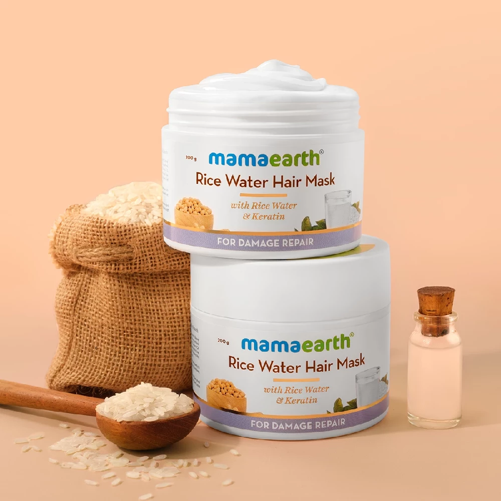Rice Water Hair Mask with Rice Water and Keratin For Smoothening Hair and Damage Repair - Image 2