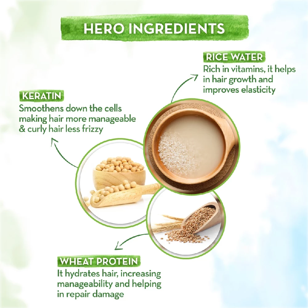 Rice Water Shampoo With Rice Water and Keratin For Damaged, Dry and Frizzy Hair - Image 3