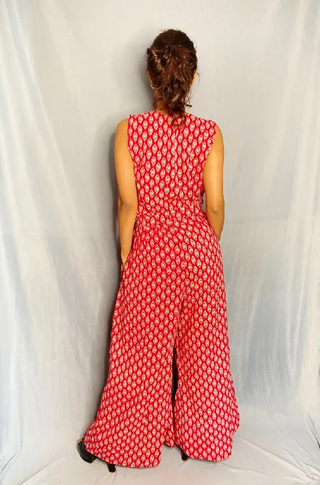 Rose Pink Sanagneri Print Wide Leg Jumpsuit - Image 6