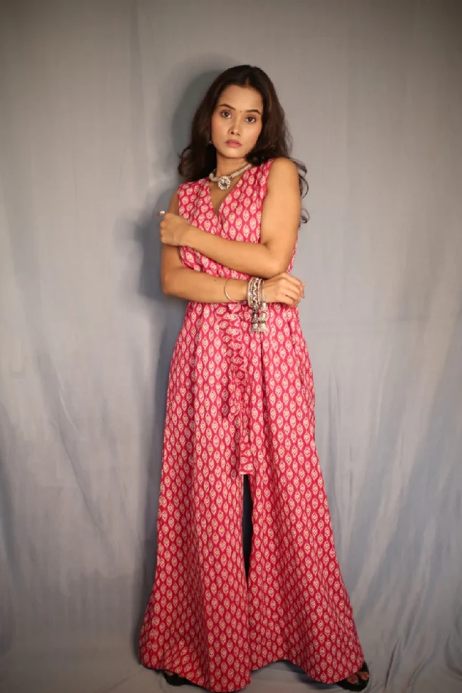 Rose Pink Sanagneri Print Wide Leg Jumpsuit - Image 7