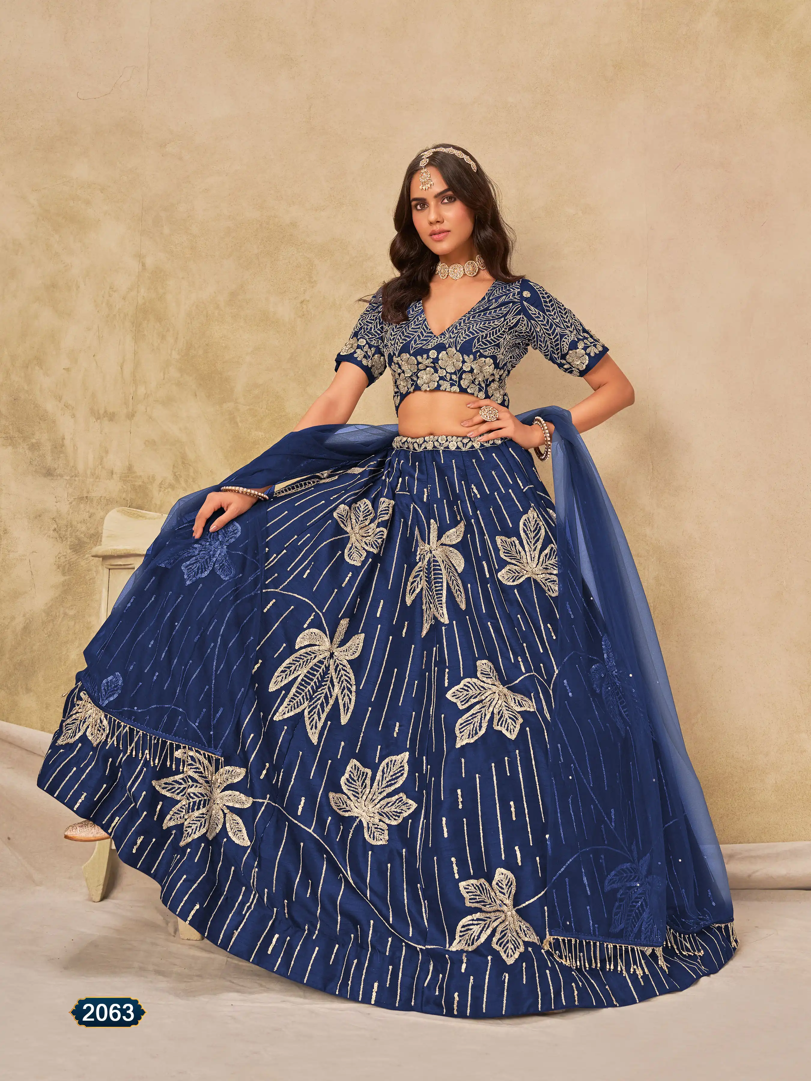 Roykals Blue Art Silk Lehenga Choli With Embroidery Work