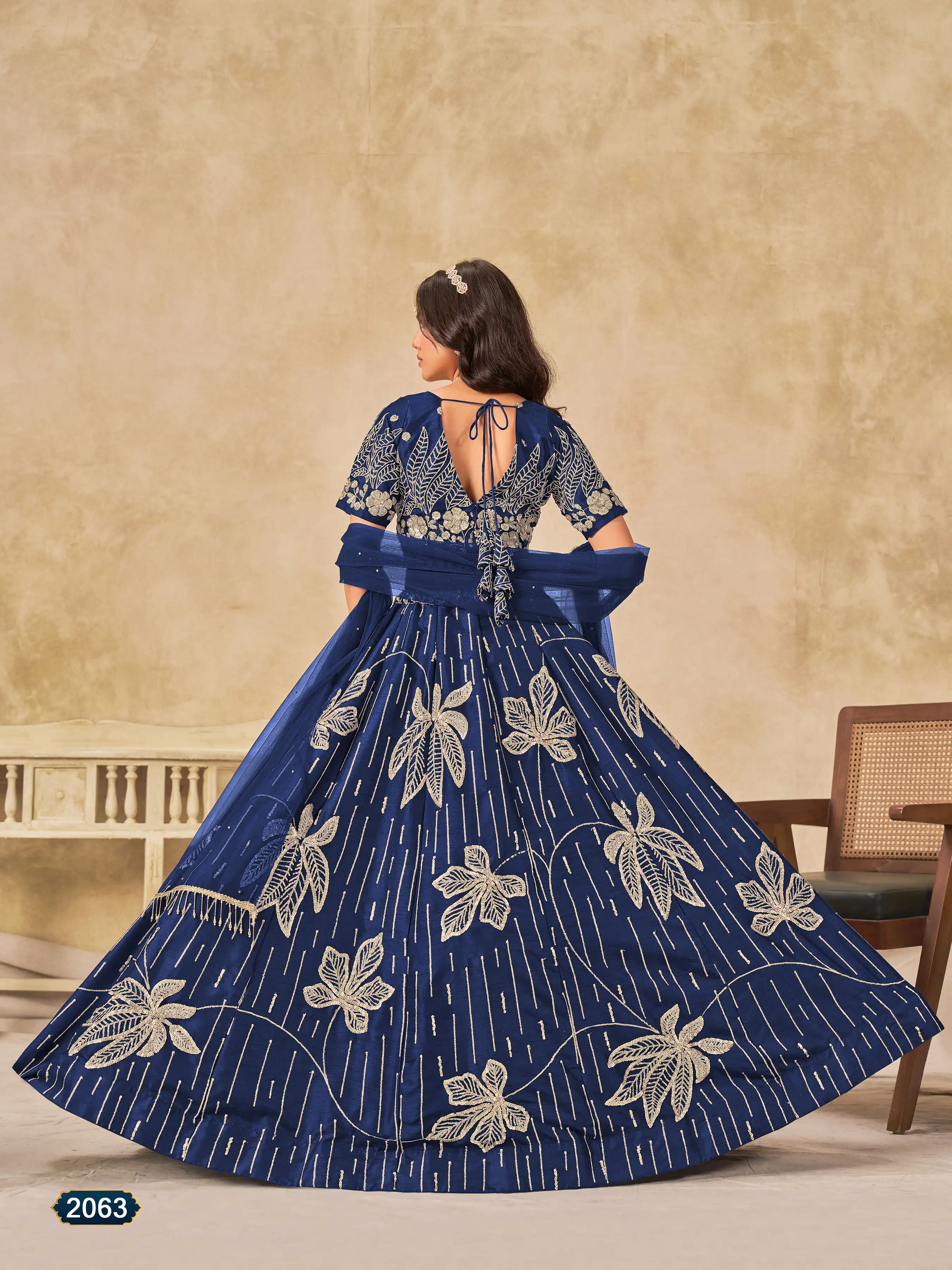 Roykals Blue Art Silk Lehenga Choli with Embroidery Work - Image 3