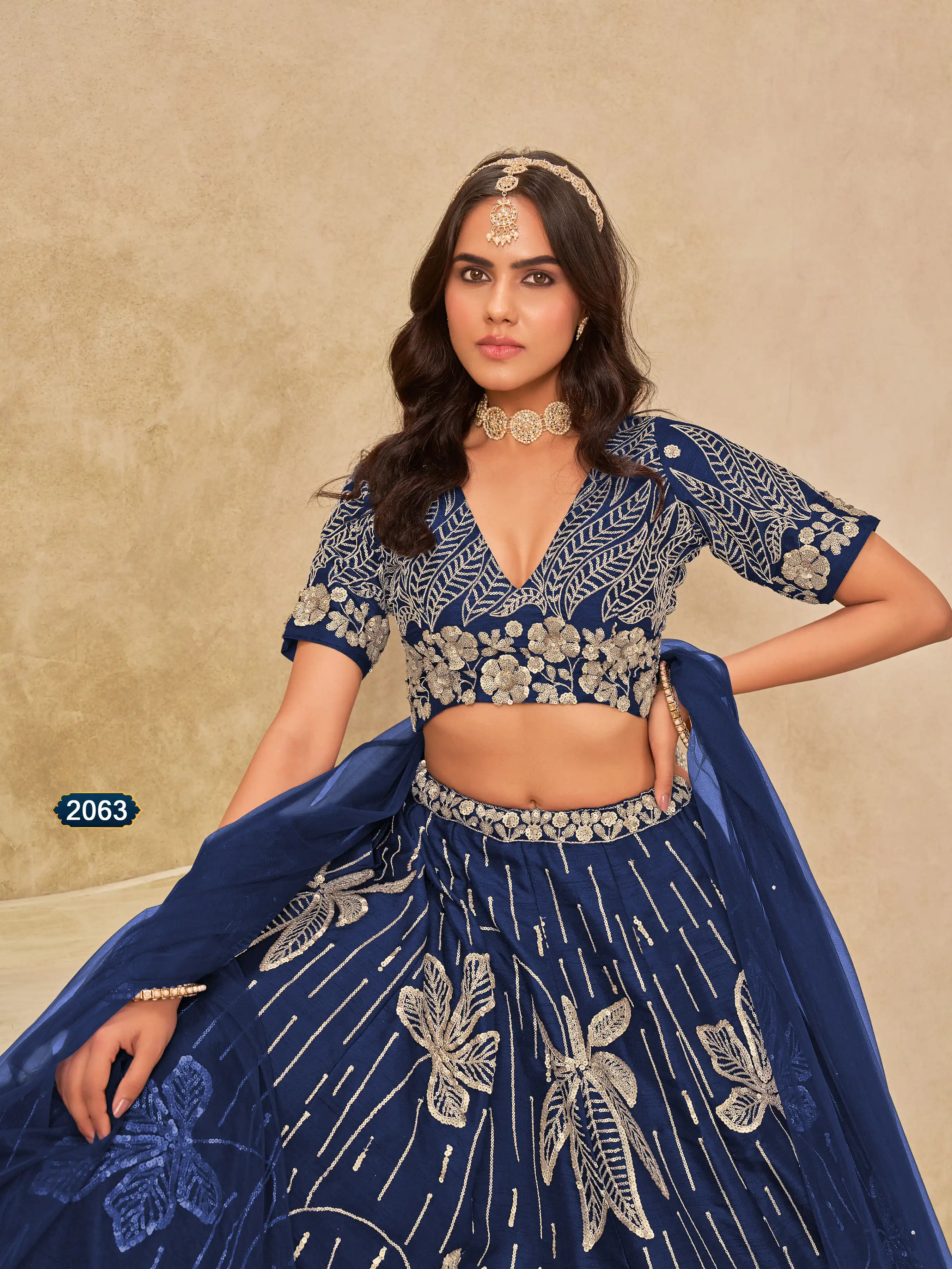 Roykals Blue Art Silk Lehenga Choli with Embroidery Work - Image 4