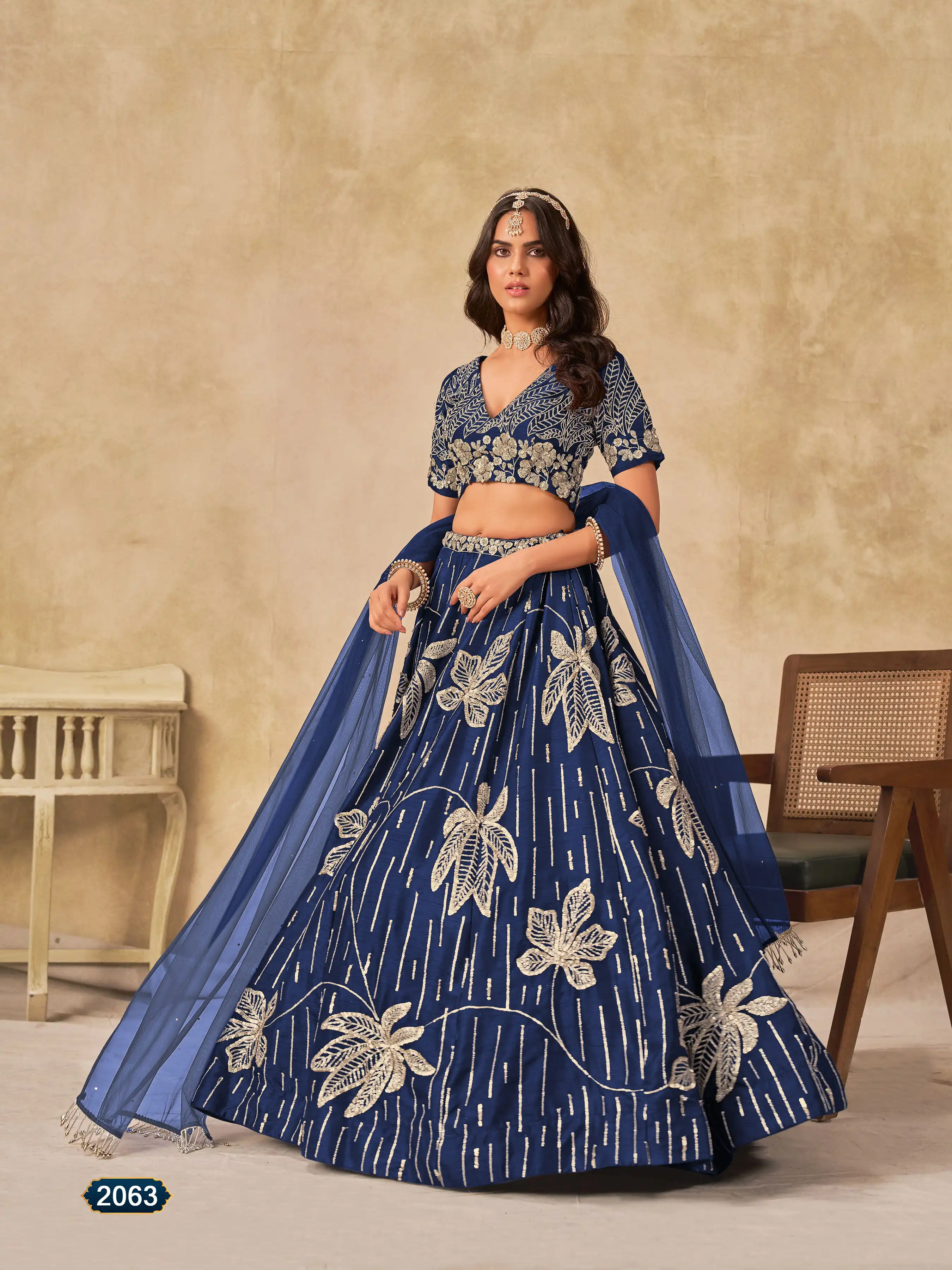 Roykals Blue Art Silk Lehenga Choli with Embroidery Work - Image 5