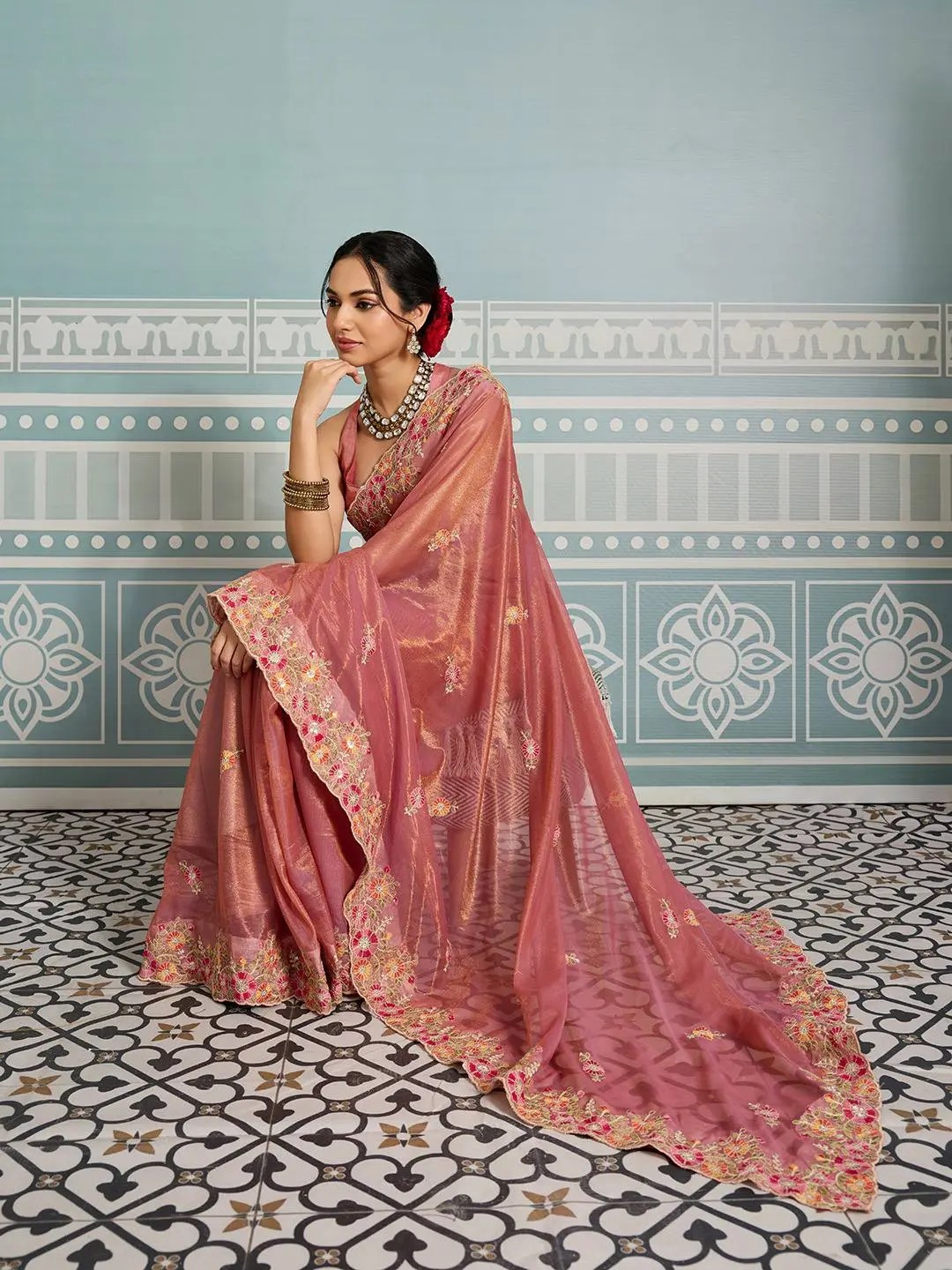 Roykals Designer Function Wear Saree Elegant Pink