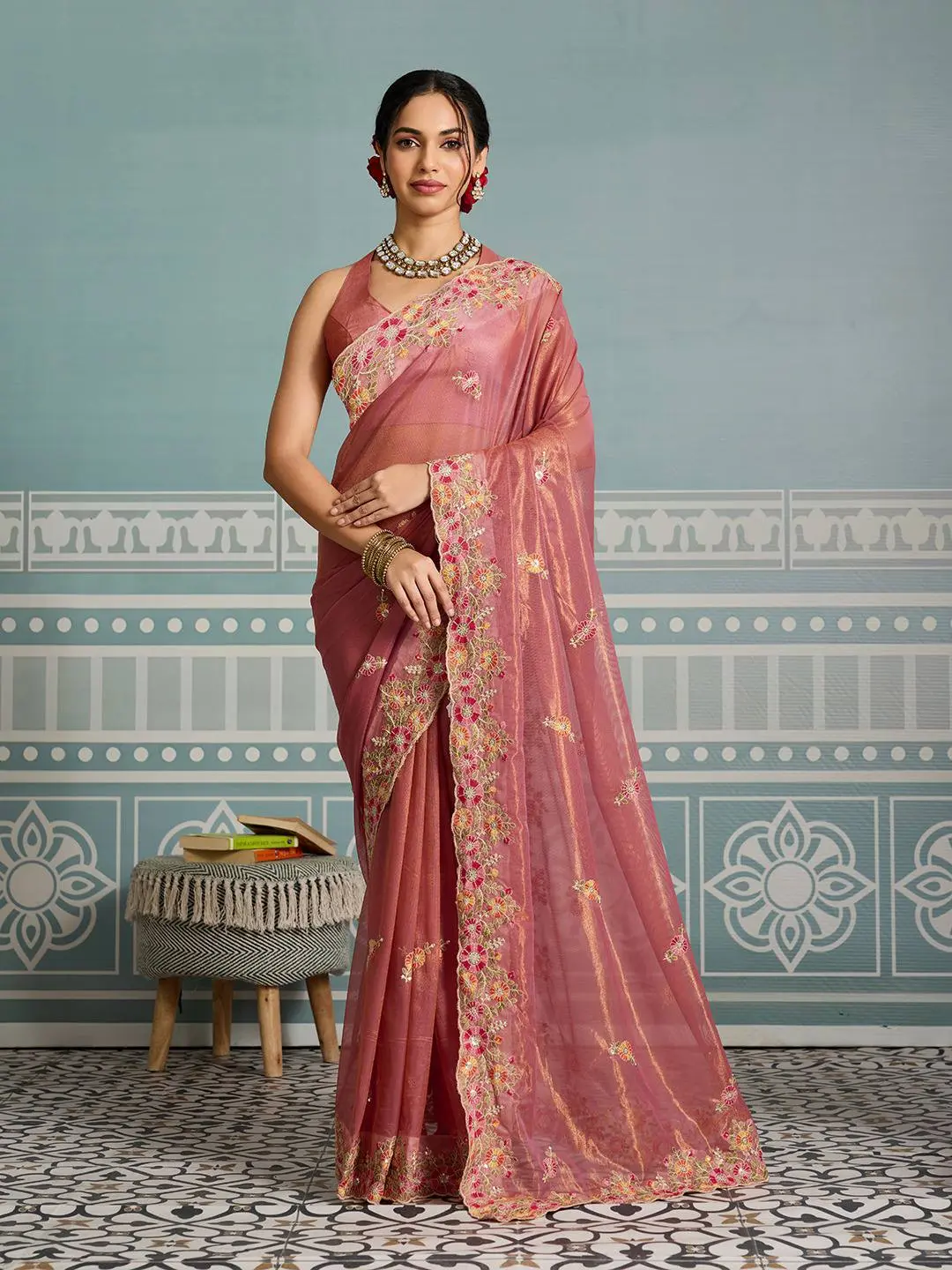 Roykals Designer Function Wear Saree - Elegant Pink - Image 4
