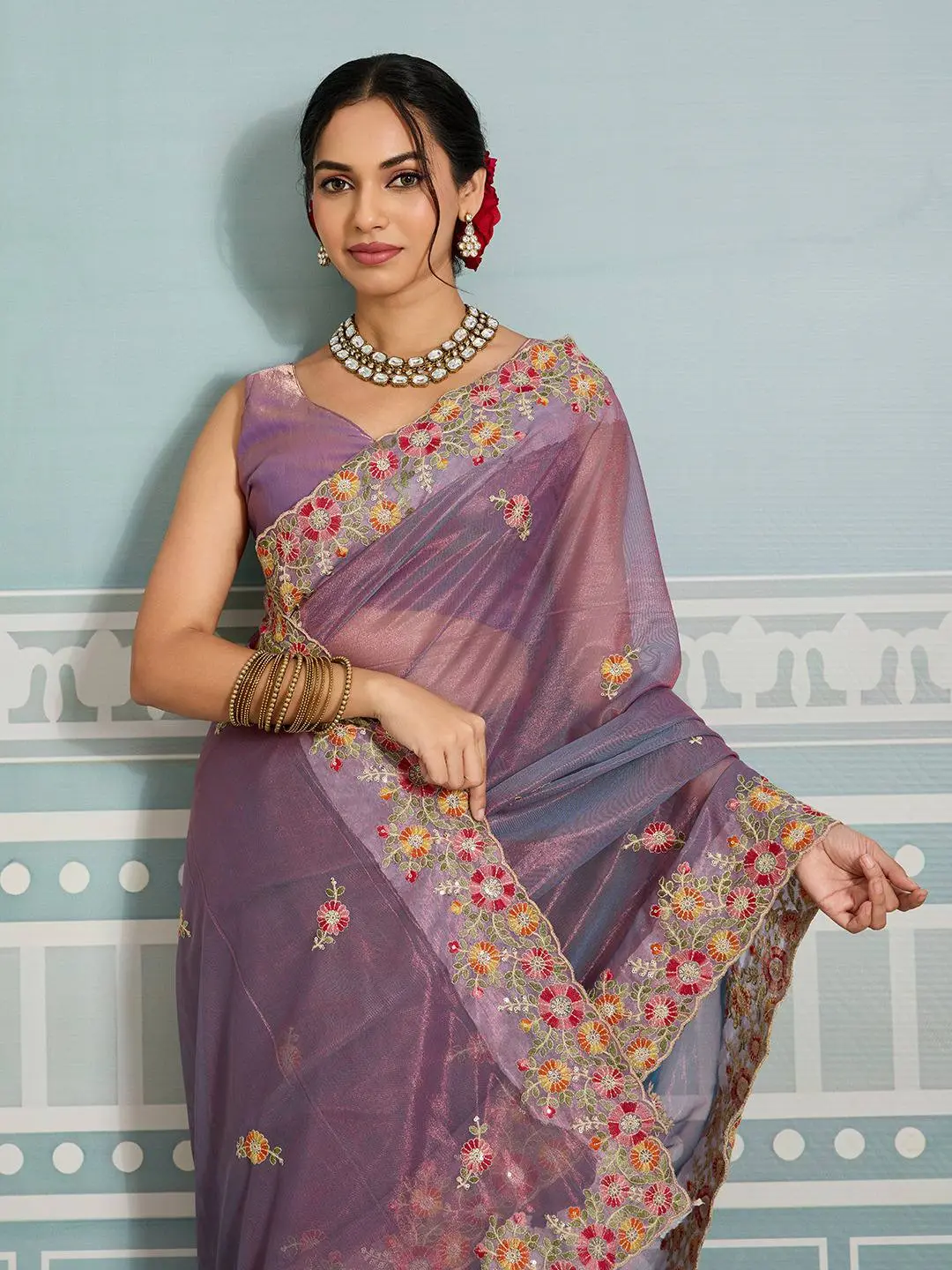 Roykals Designer Function Wear Saree - Majestic Purple - Image 2