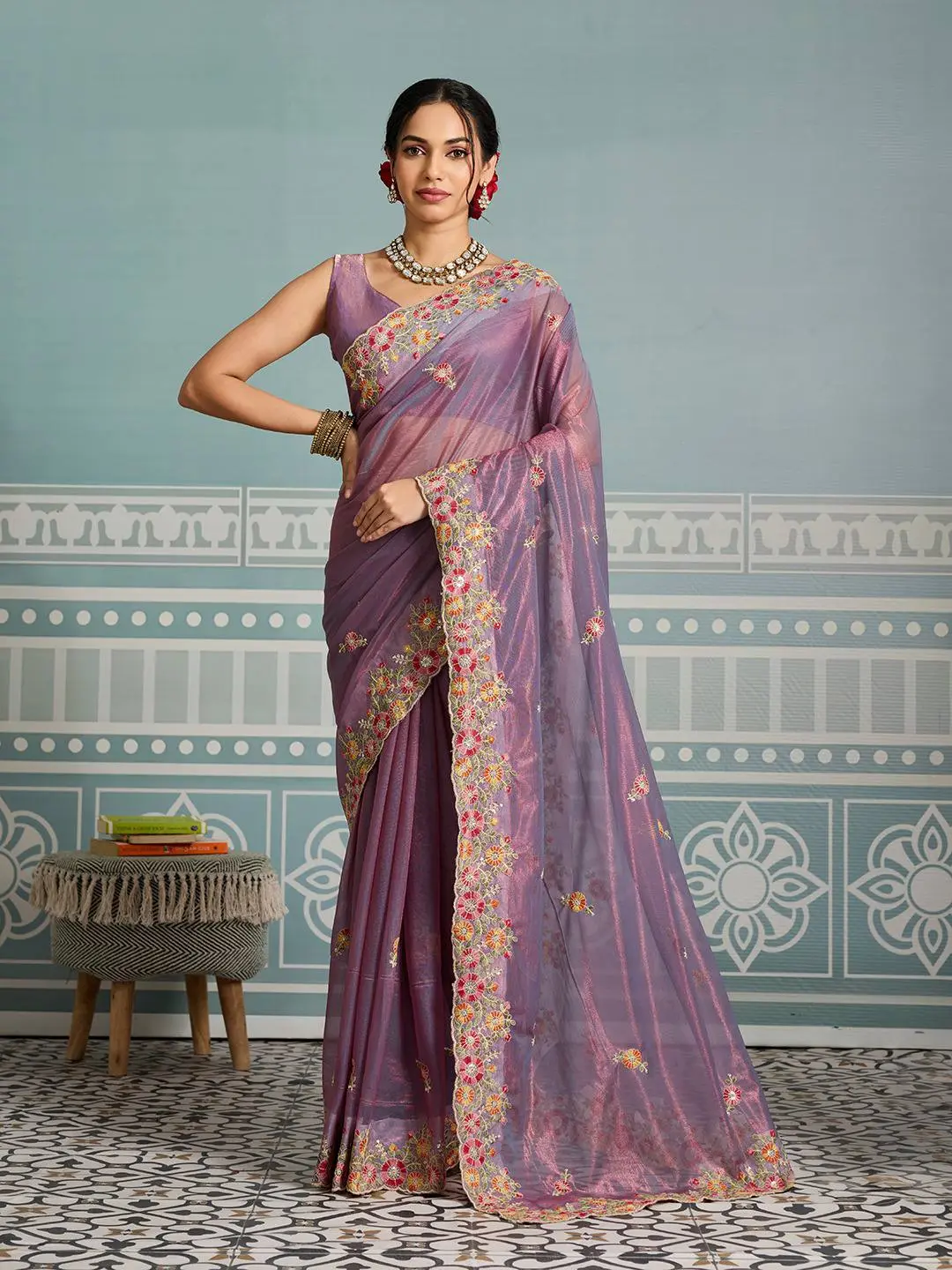 Roykals Designer Function Wear Saree - Majestic Purple - Image 4