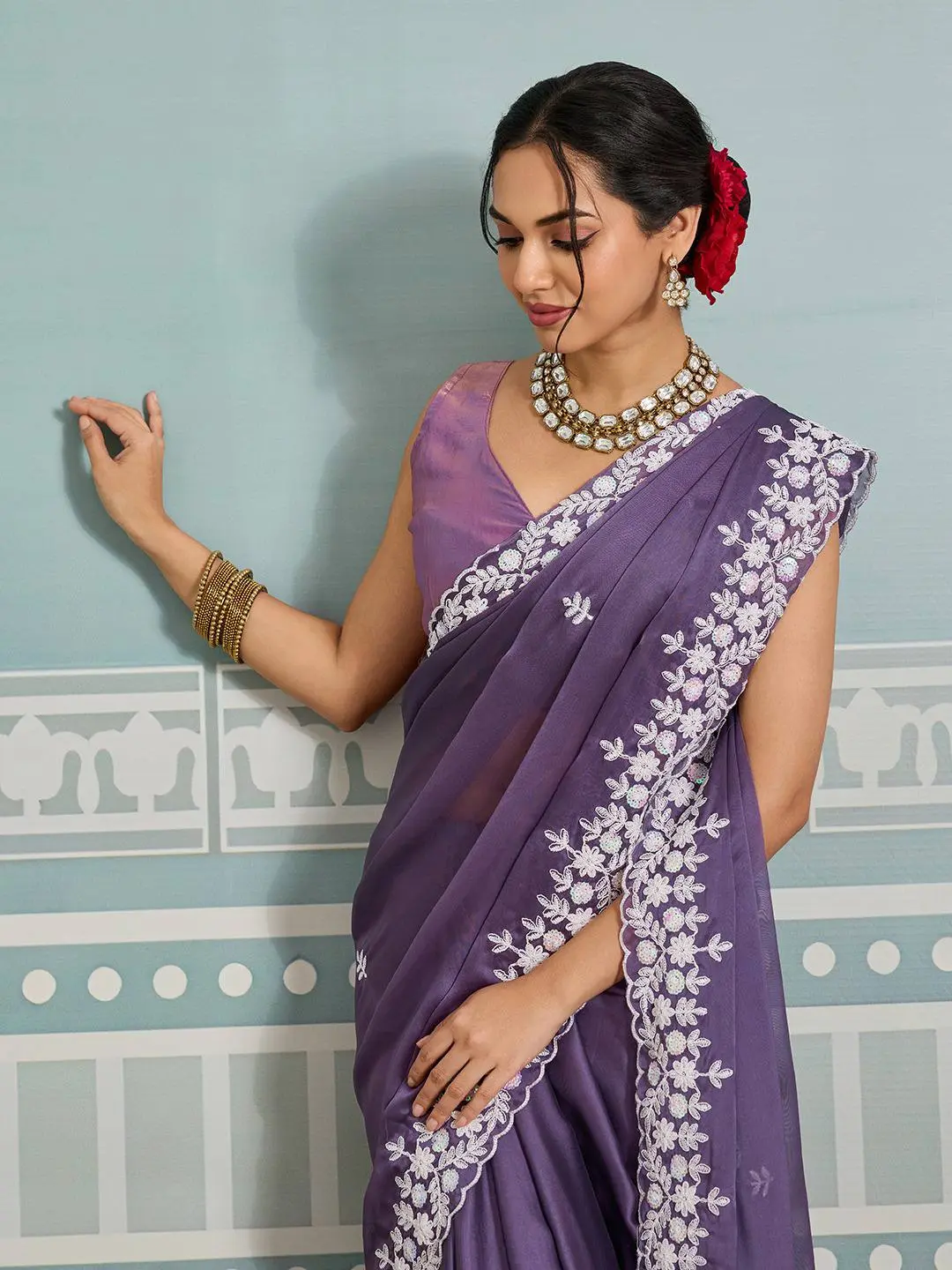 Roykals Designer Function Wear Saree Royal Purple
