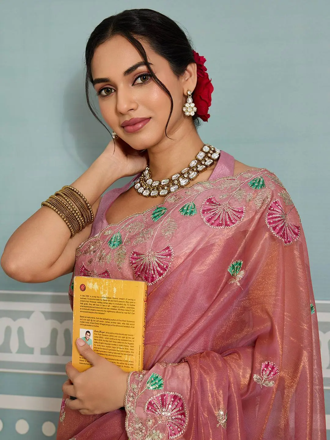 Roykals Designer Function Wear Saree - Soft Pink - Image 2
