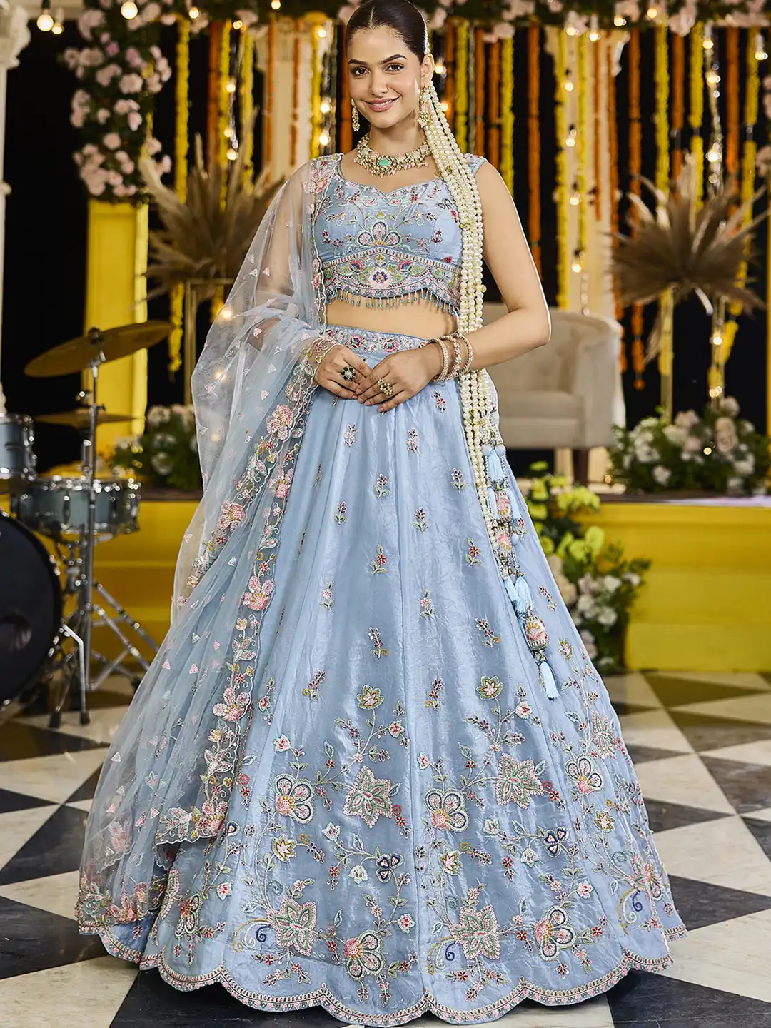 Roykals Heavy Sangeet Lehenga Choli - Sky Blue Grace - Image 5
