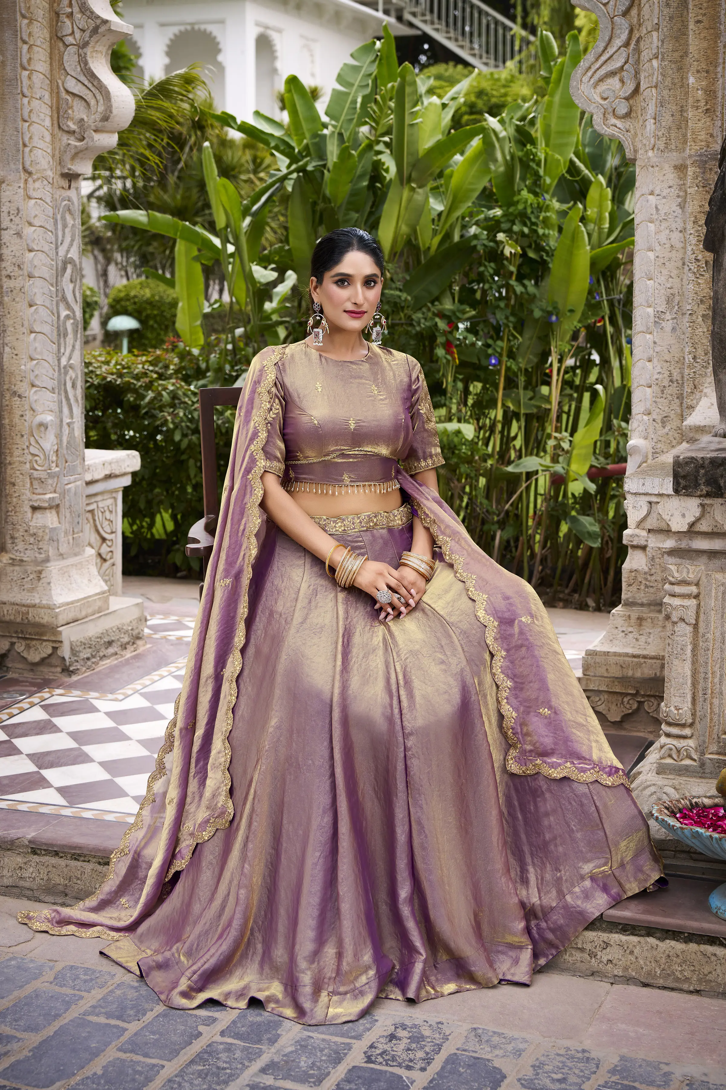 Roykals Lavender Fendi Silk Lehenga Choli With Sequence & Thread Embroidery Work