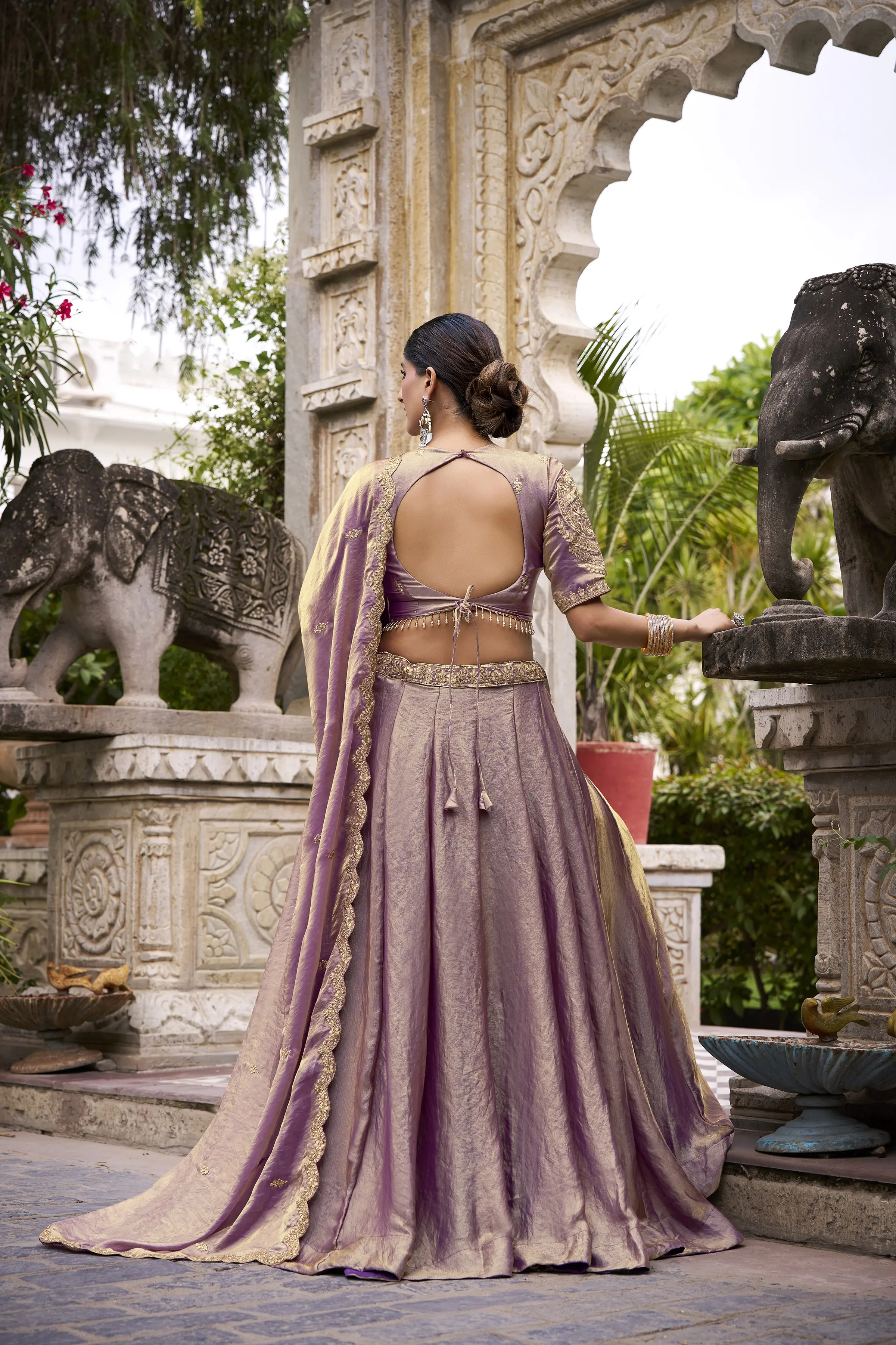 Roykals Lavender Fendi Silk Lehenga Choli with Sequence & Thread Embroidery Work - Image 2