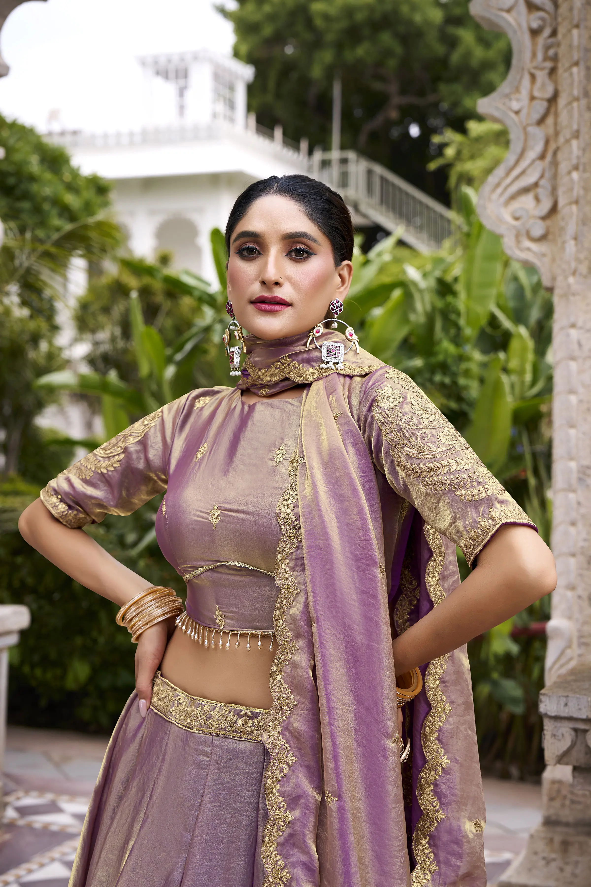 Roykals Lavender Fendi Silk Lehenga Choli with Sequence & Thread Embroidery Work - Image 3