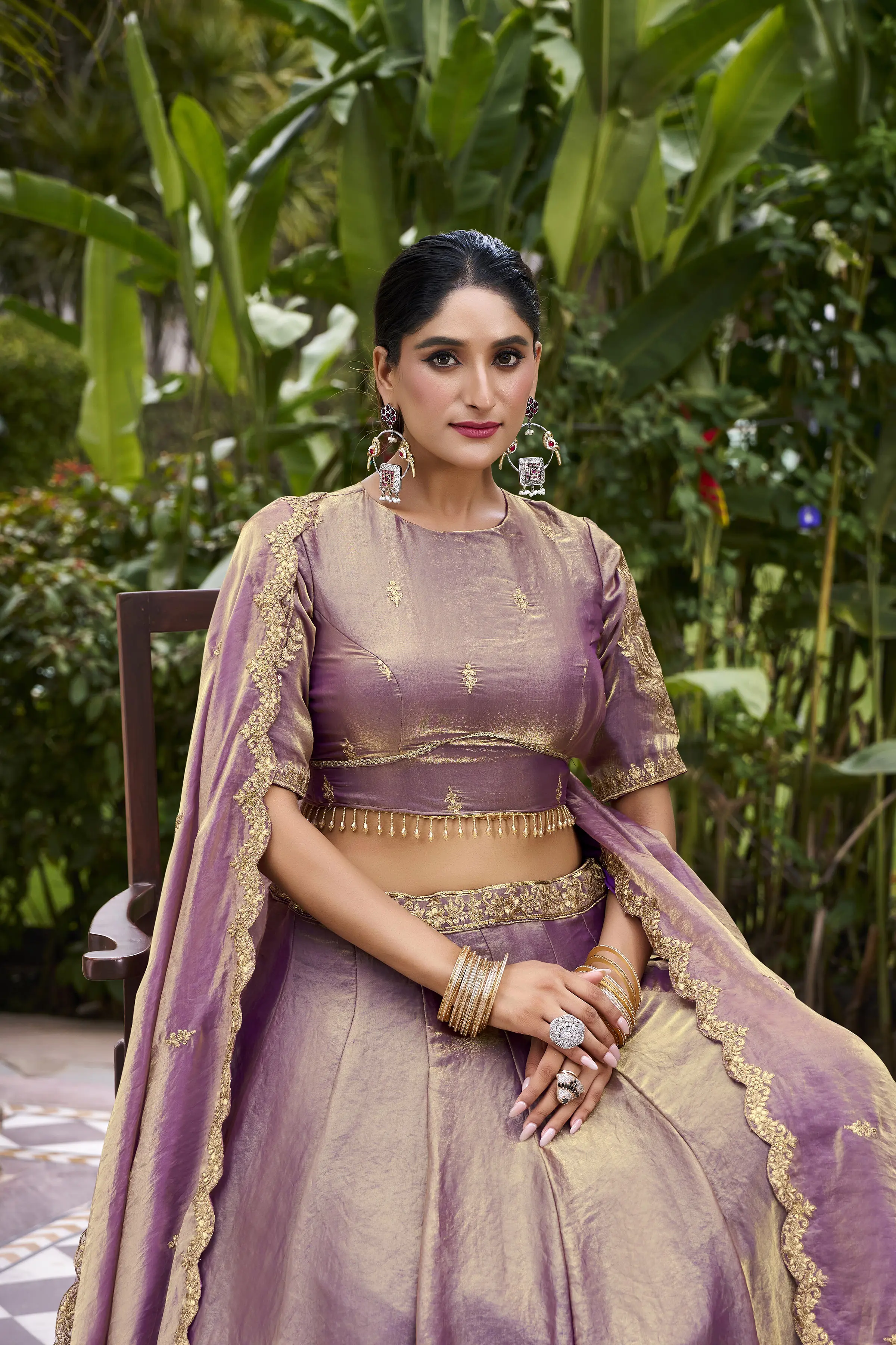 Roykals Lavender Fendi Silk Lehenga Choli with Sequence & Thread Embroidery Work - Image 4