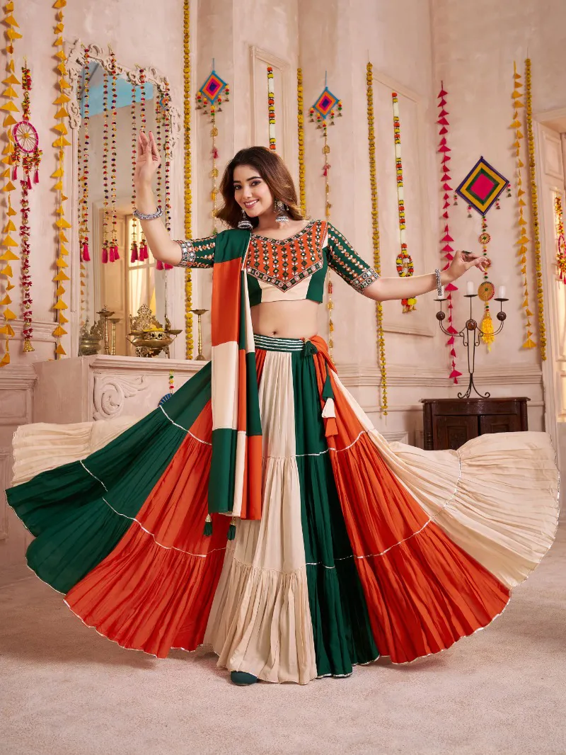 Roykals Multi Lehenga Choli Set - Navratri Stitched Viscose Cotton - Image 2