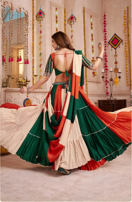 Roykals Multi Lehenga Choli Set - Navratri Stitched Viscose Cotton - Image 3