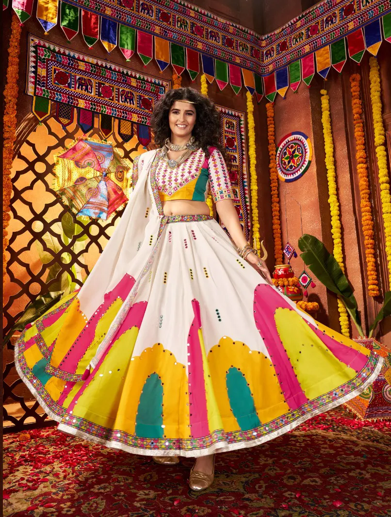 Roykals Multicolor Lehenga Choli - Gaji Silk Mirror Work Navratri Collection - Image 2