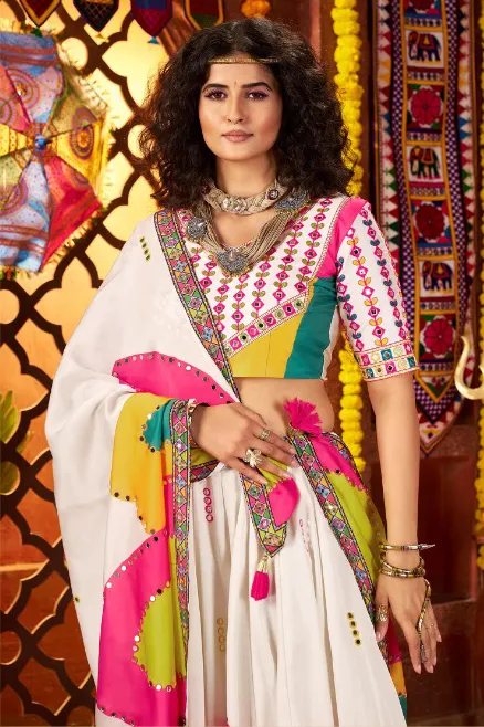 Roykals Multicolor Lehenga Choli - Gaji Silk Mirror Work Navratri Collection - Image 3