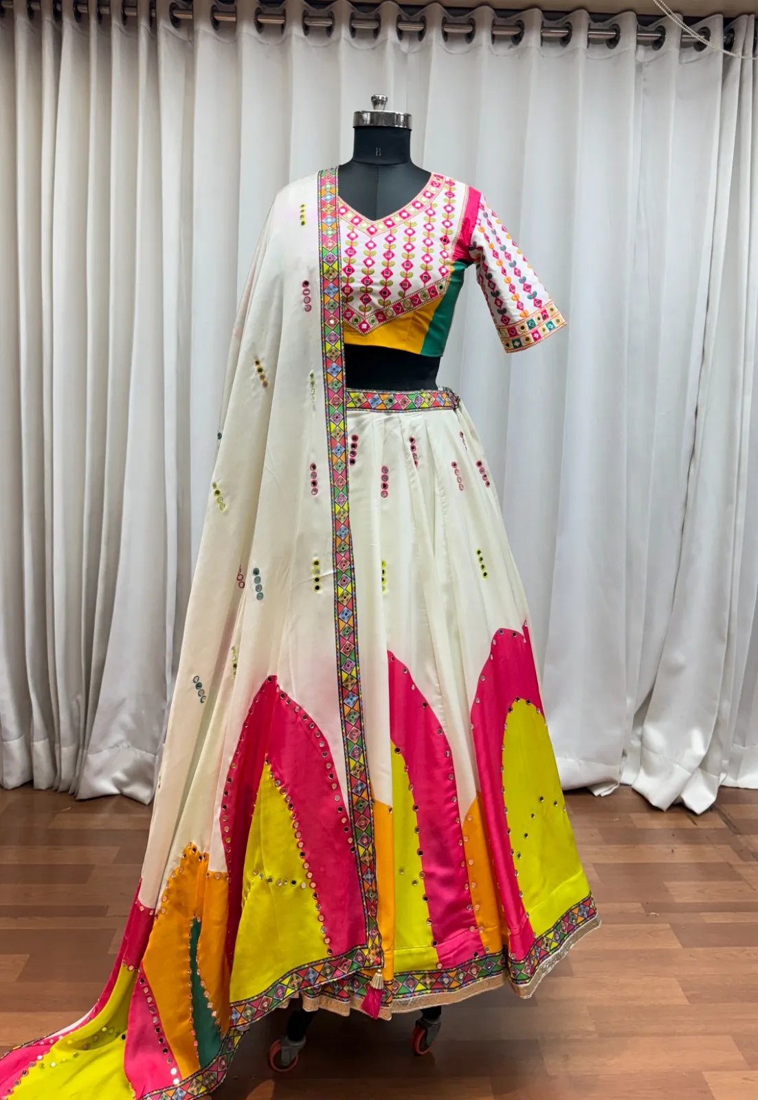 Roykals Multicolor Lehenga Choli - Gaji Silk Mirror Work Navratri Collection - Image 5