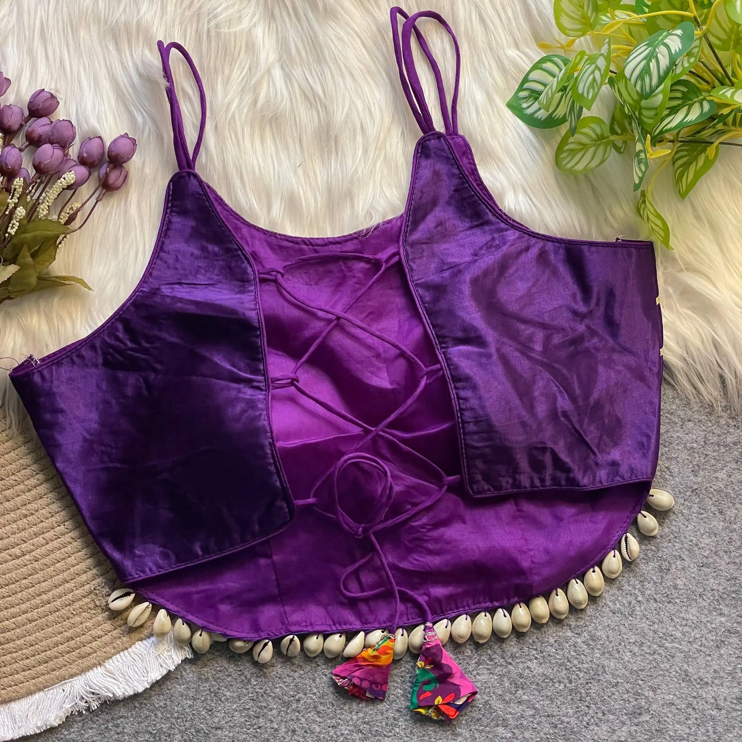 Roykals Navratri Designer Readymade Blouse - Purple Gajji Silk Blend - Image 2