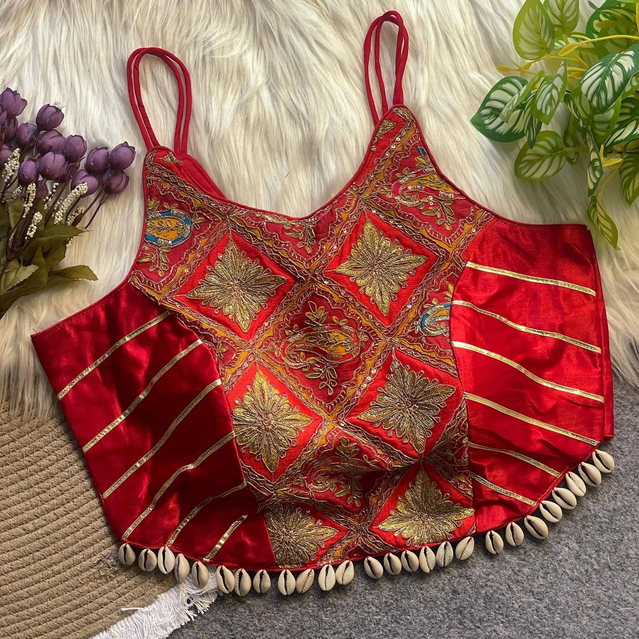 Roykals Navratri Designer Readymade Blouse Red Festive Style