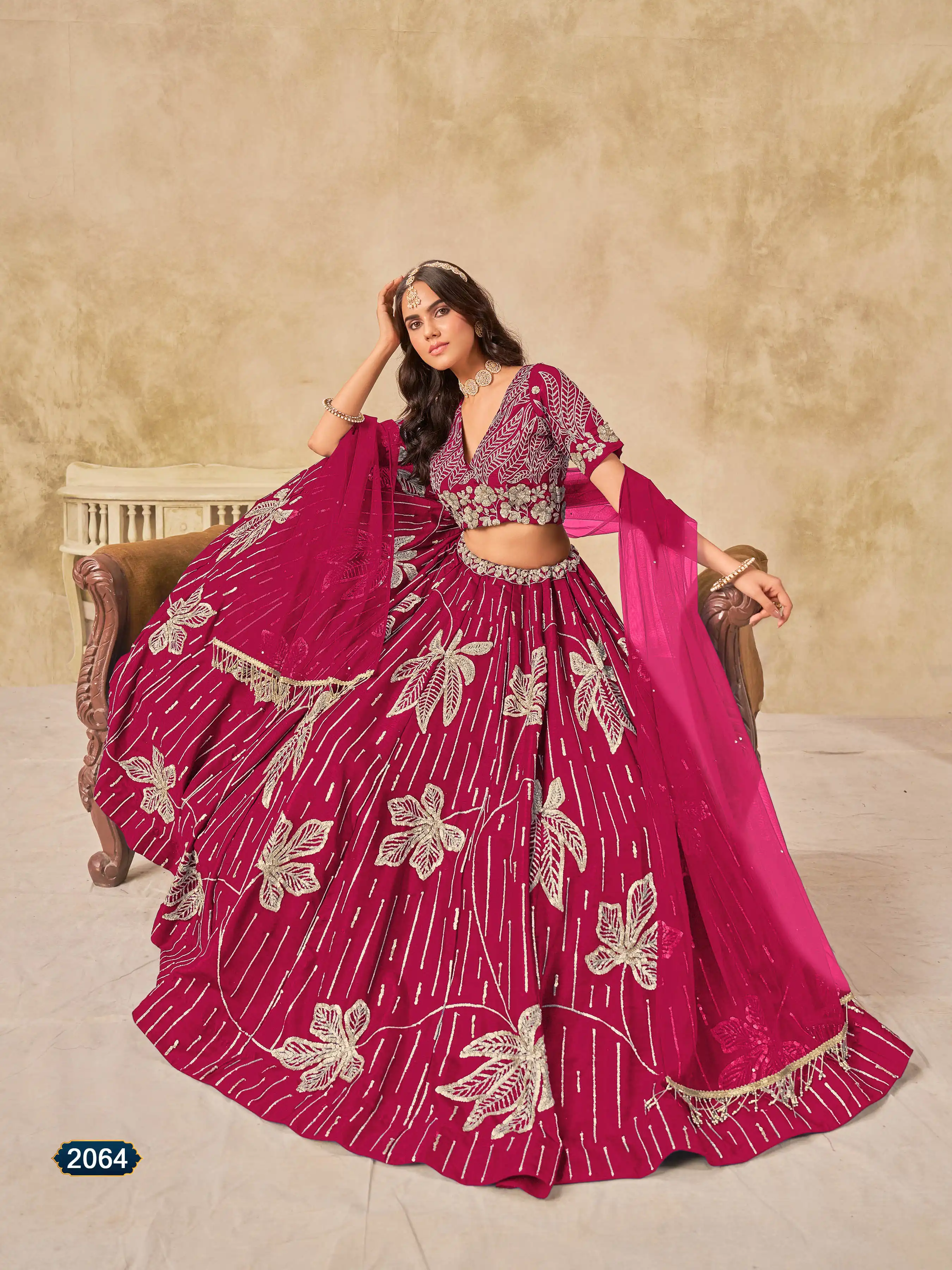 Roykals Pink Art Silk Lehenga Choli with Embroidery Work - Image 2