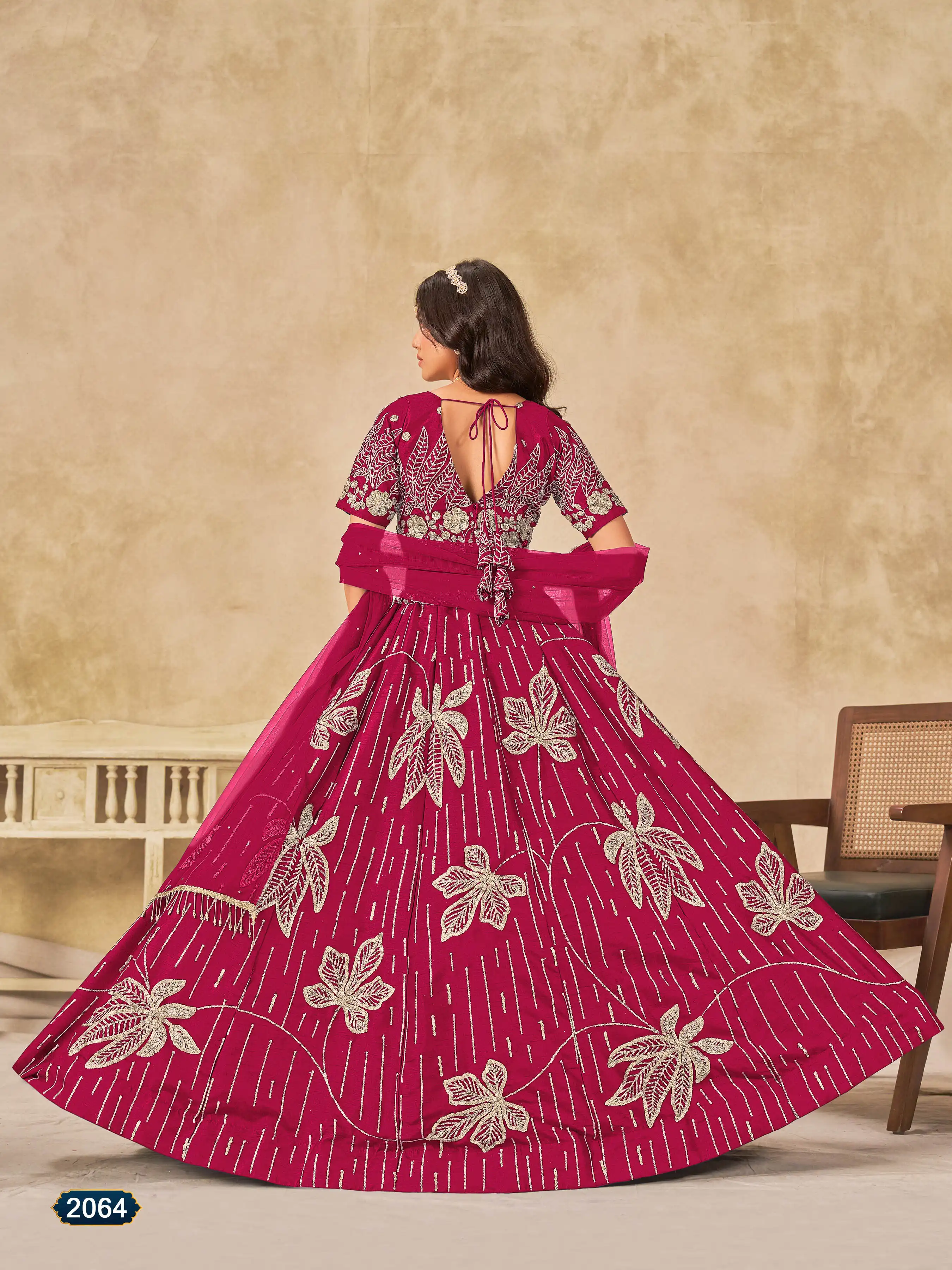Roykals Pink Art Silk Lehenga Choli with Embroidery Work - Image 3