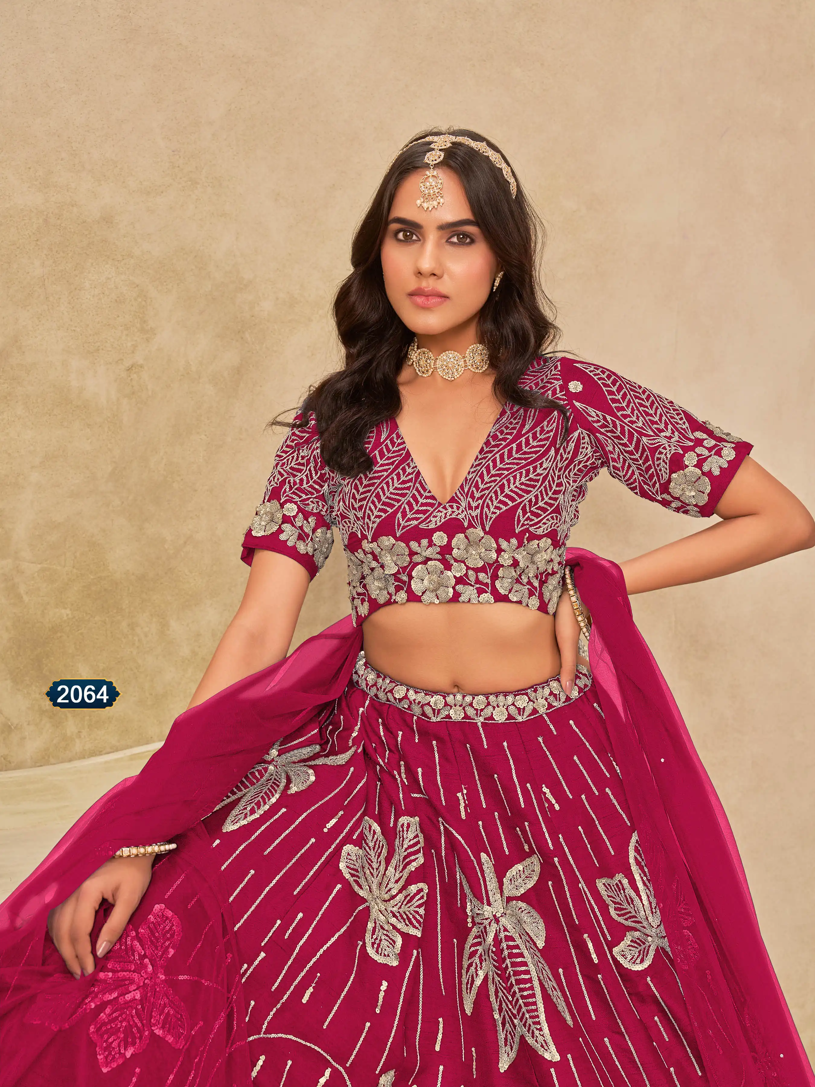 Roykals Pink Art Silk Lehenga Choli with Embroidery Work - Image 4