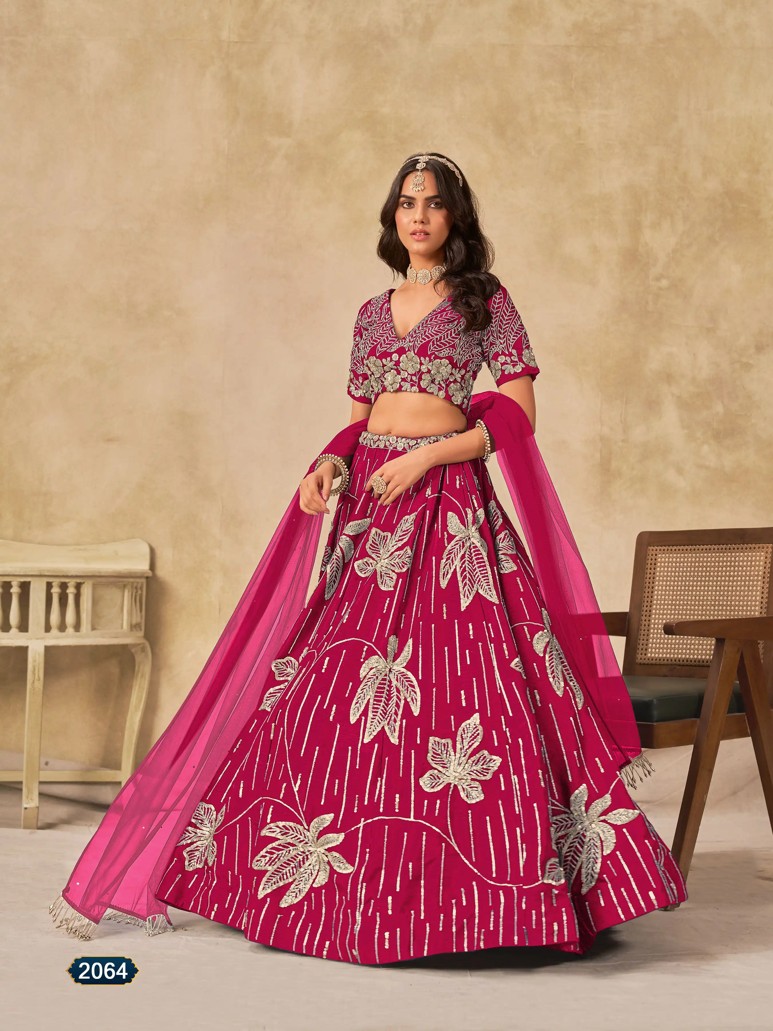 Roykals Pink Art Silk Lehenga Choli with Embroidery Work - Image 5