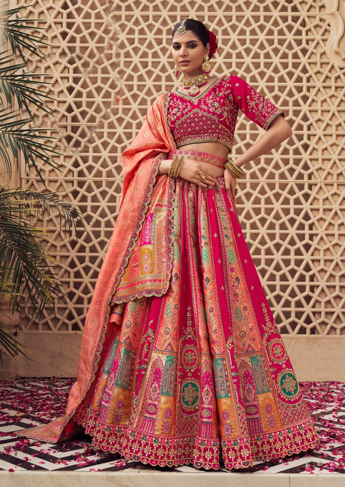 Roykals-Pink-Banarasi-Silk-Heavy-Engagement-Lehenga-Choli-with-Peach-Dupatta-RT13523-213310-1.webp