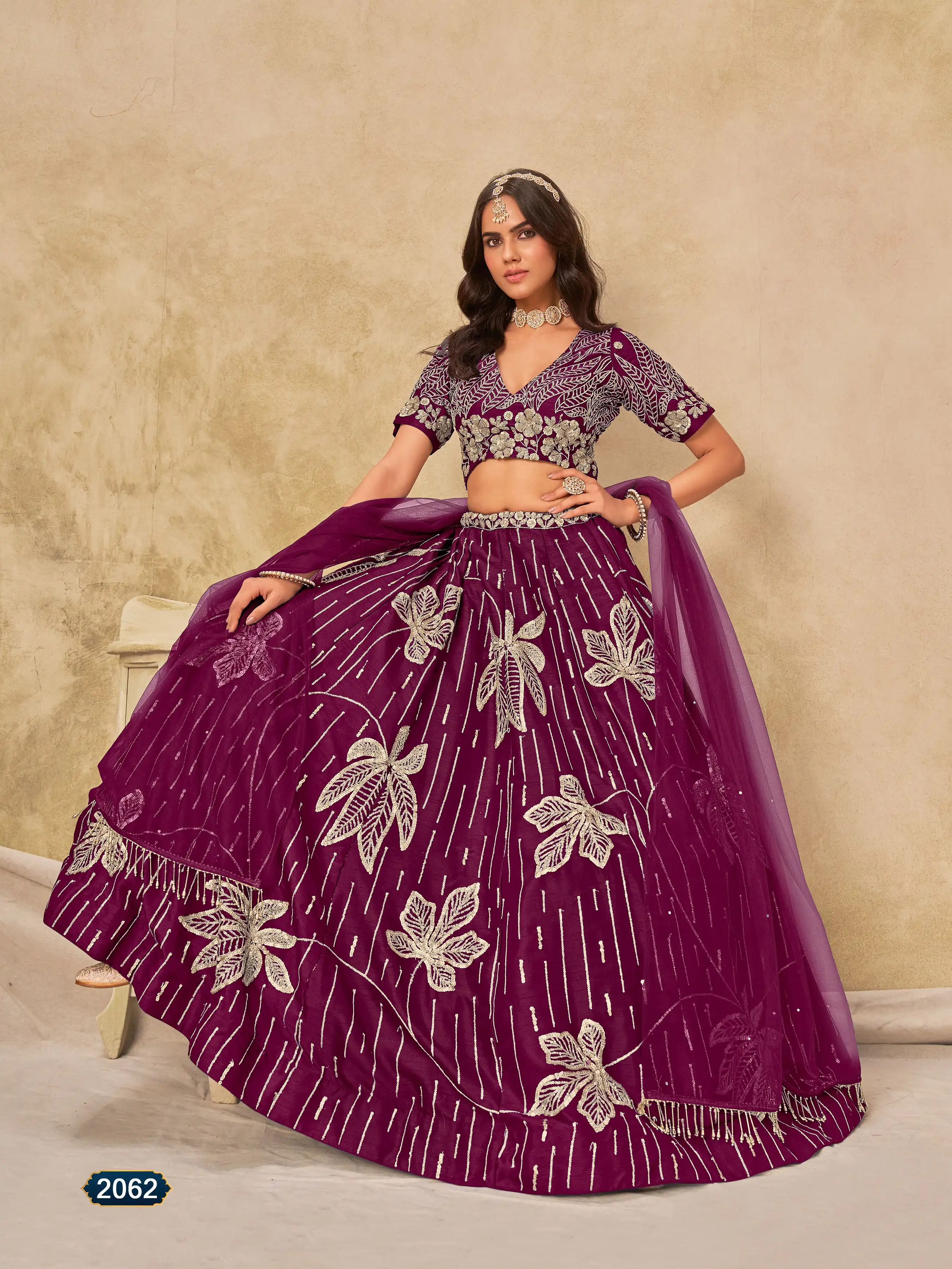 Roykals Wine Art Silk Lehenga Choli With Embroidery Work