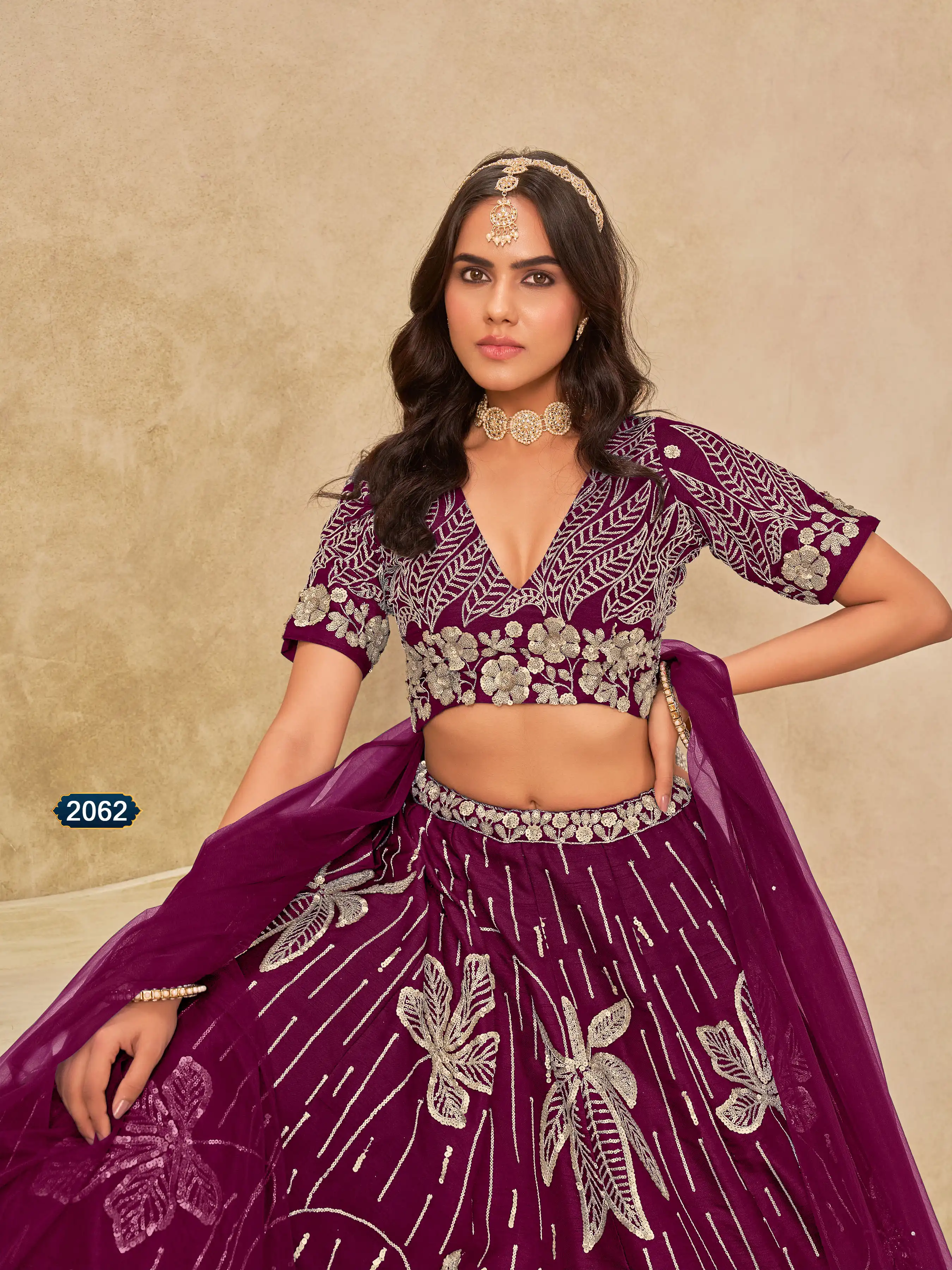 Roykals Wine Art Silk Lehenga Choli with Embroidery Work - Image 4